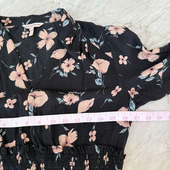 Rebecca Taylor Daniella silk blend dress Black Pink Floral Print size 6 - Picture 6 of 9